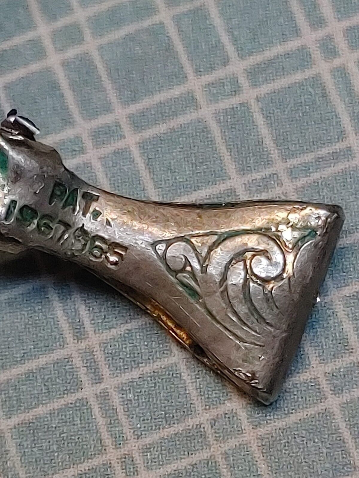 Vintage 1930-40s Signed PAT 1967965 Clip Earrings Rhinestones Goldtone