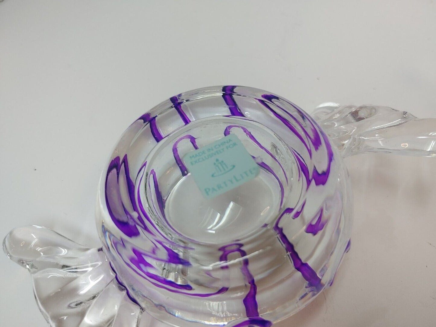 Candle Holders Set of 3 PartyLite Jollyville Glass Swirl Wrapped Candy Tea Light