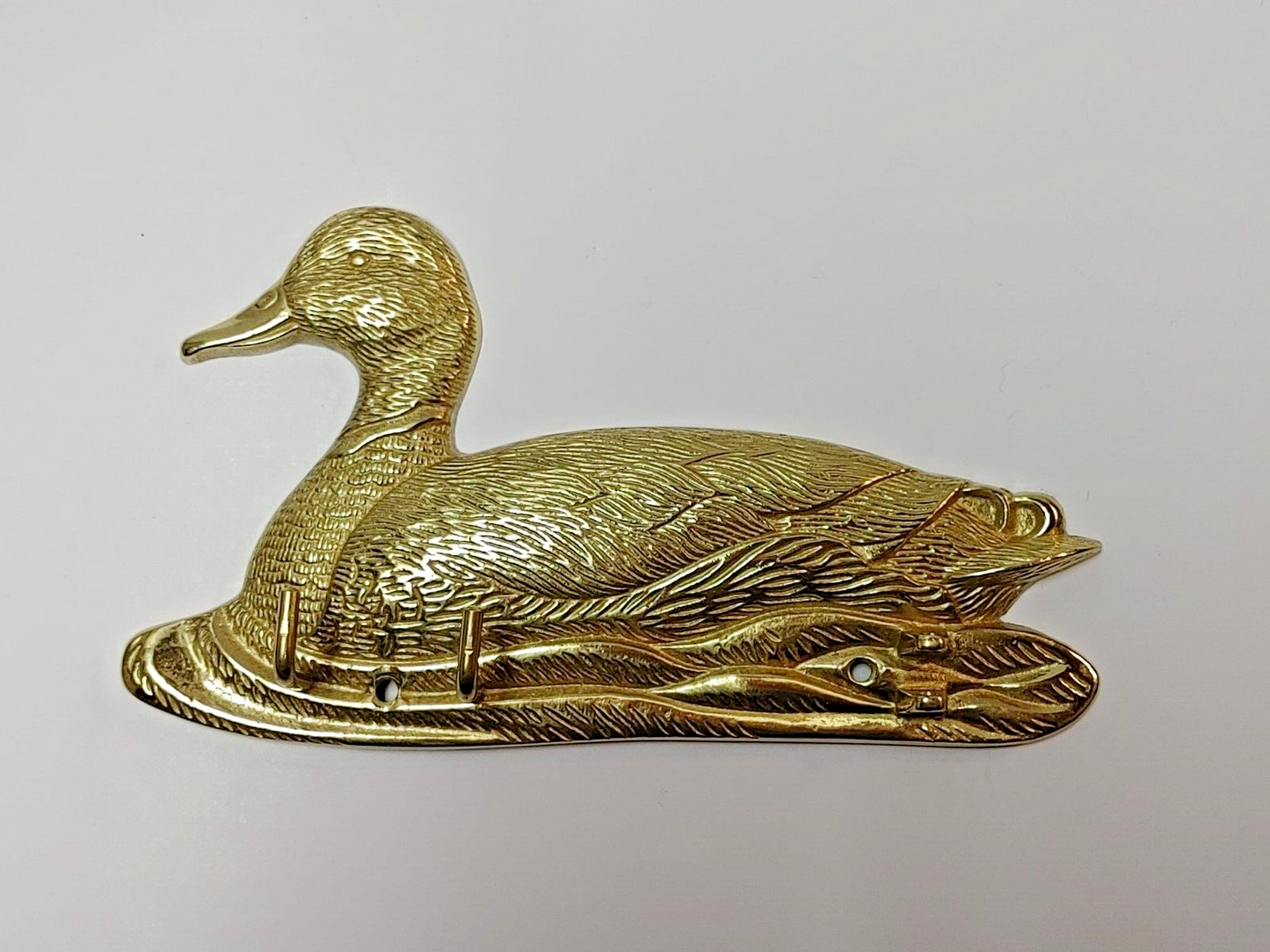 Duck Mallard Wall Mount Key Solid Brass Hanger Rack FARM HOME DECOR