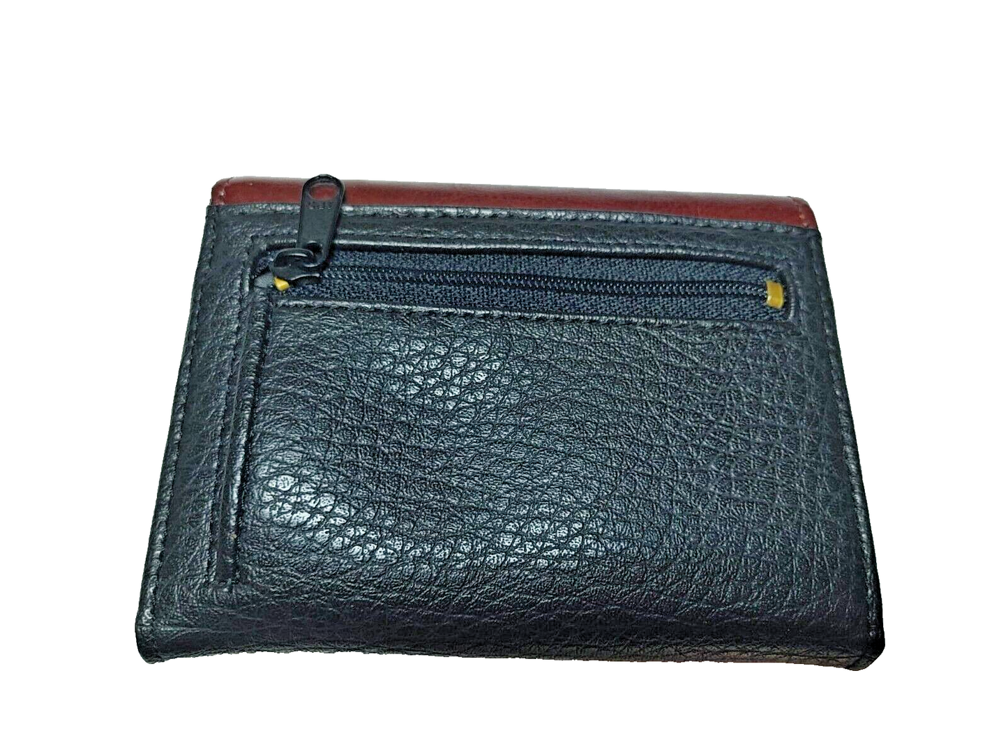 Design Collection Women Black Burgundy Leather Wallet Snap closure, Gift for Her