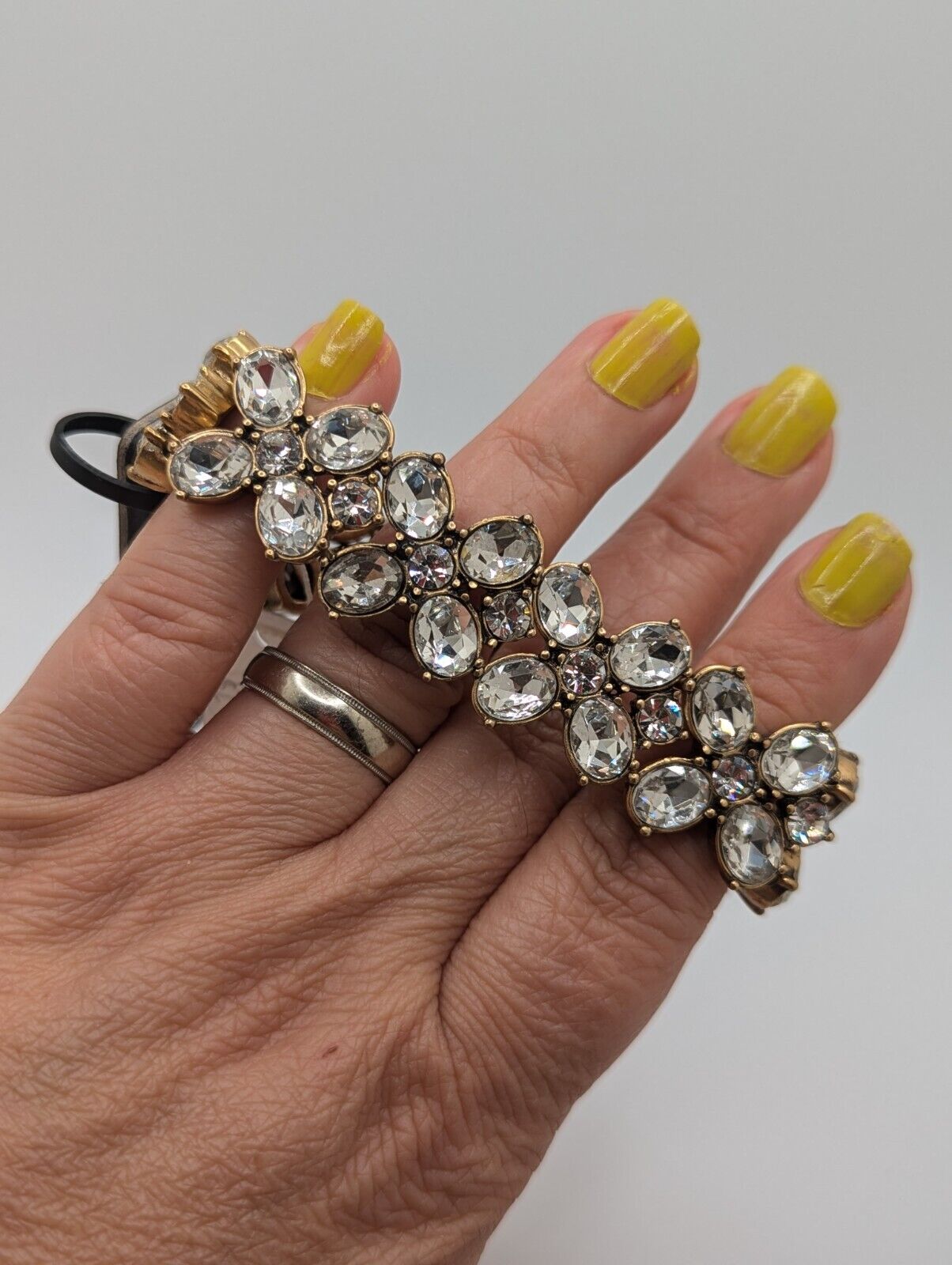 J. Crew Crystal Flowers Stretch Bracelet Gold Tone