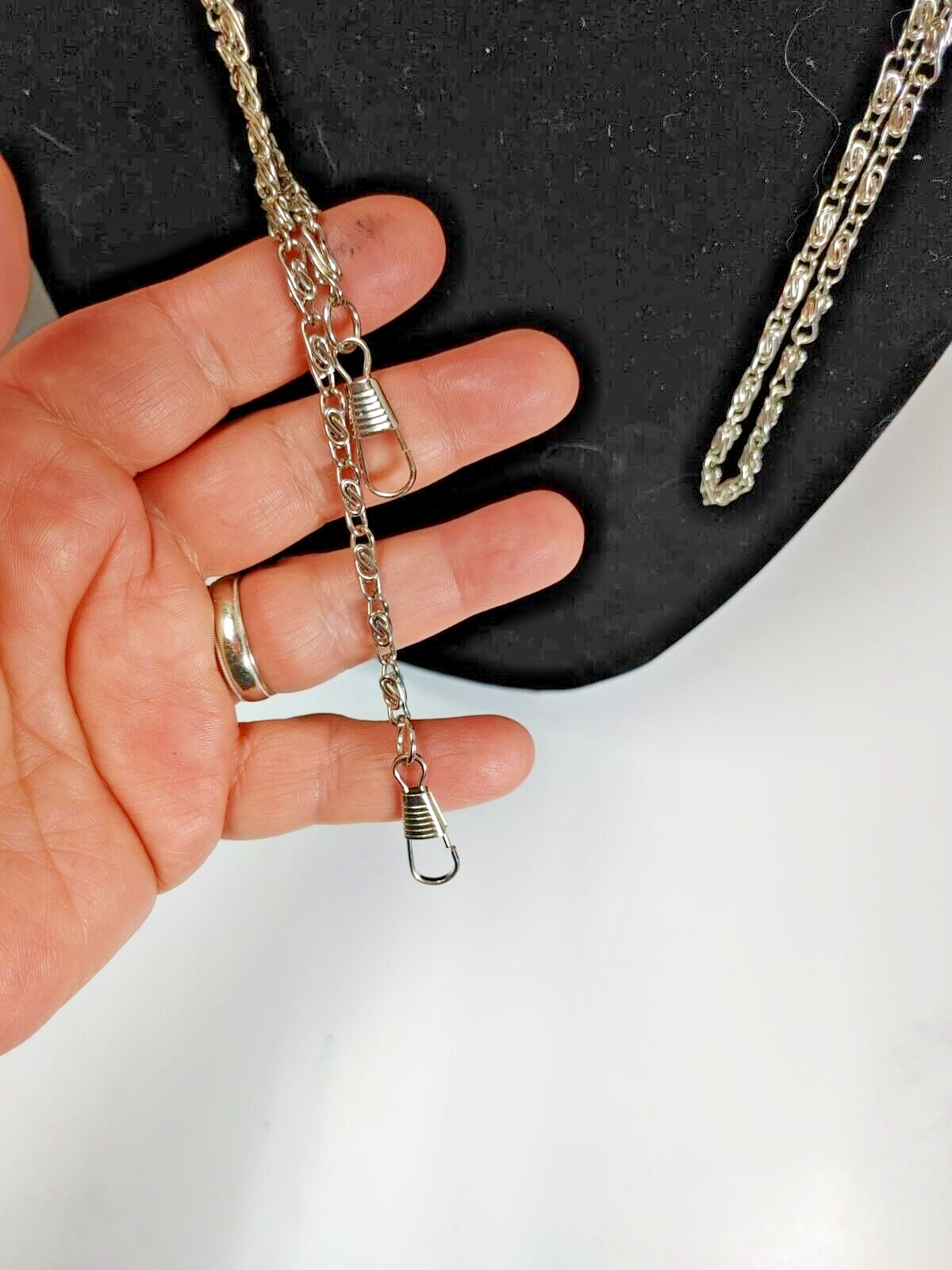 Vintage Pocket Watch Chain Extra Long 48" Silvertone stainless steel