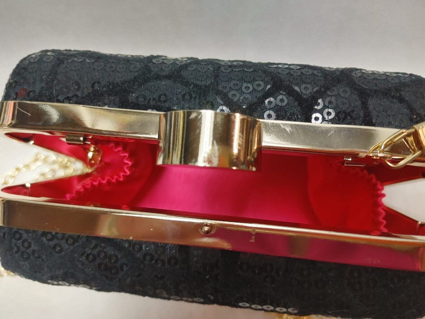 Women's Designer Sequin Box Clutch Bag, Small Party Purse, Chain Shoulder Strap