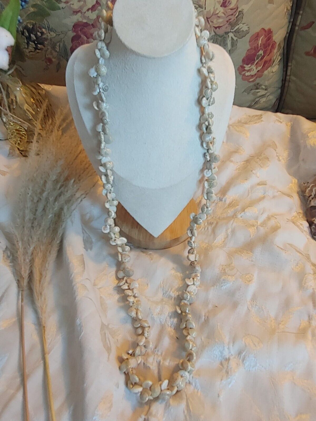 Long Hawaiian Shell Necklace Beach Jewelry Nautical Ocean 34"