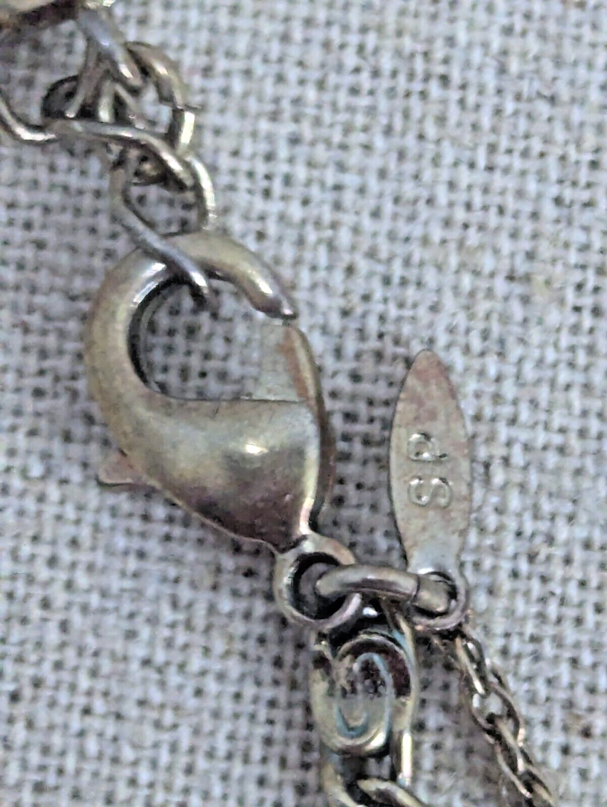vintage Avon Silver Plated Necklace Butterfly Crystals Pendant 16" Double Chain