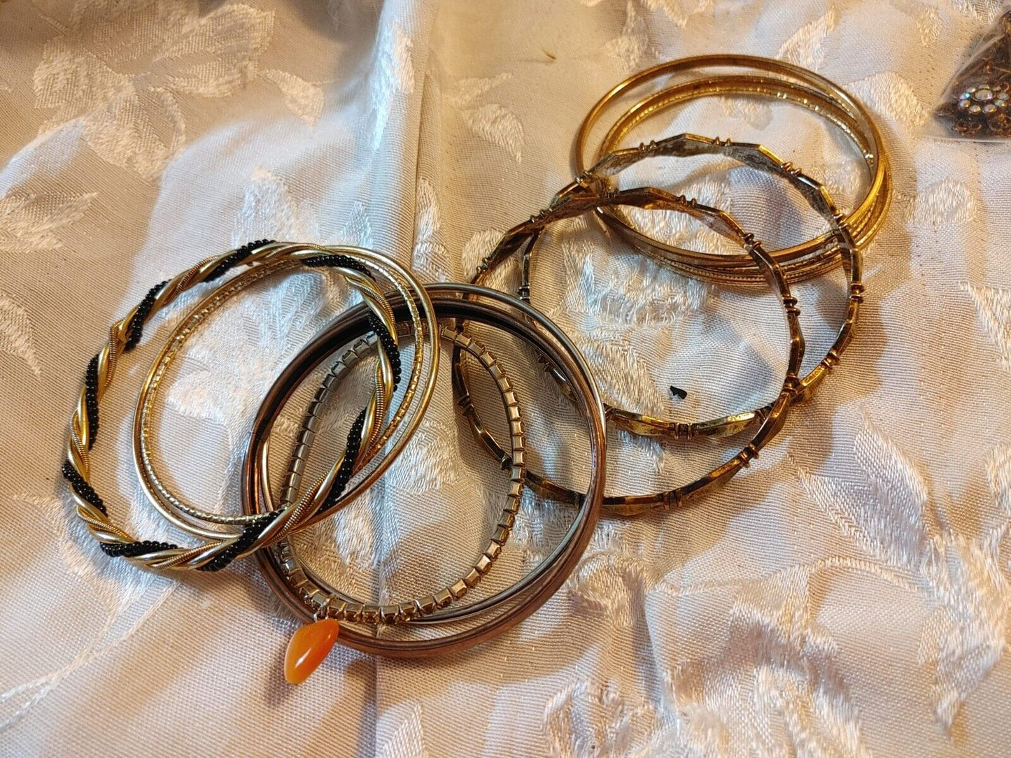 Vintage Metal Boho Bangle Bracelets Gold Tone Lot
