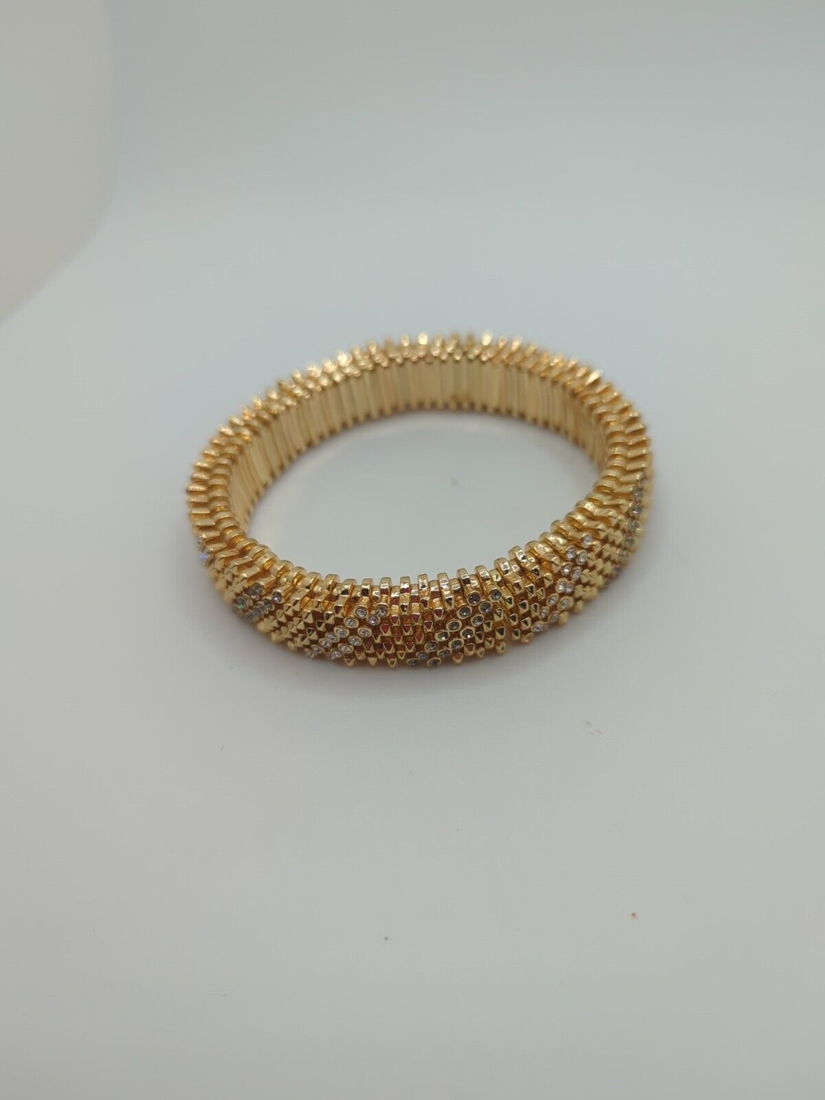 Bracelet Grey Clear Rhinestone Expansion Stretch Gold Tone