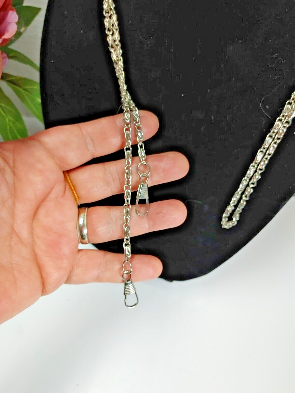 Vintage Pocket Watch Chain Extra Long 48" Silvertone stainless steel