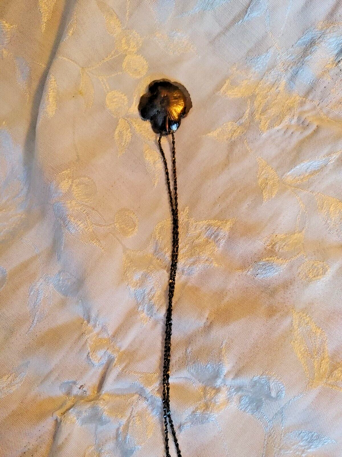 Vintage Black Poppy Flower Pendant Necklace with Rhinestone Black Chain
