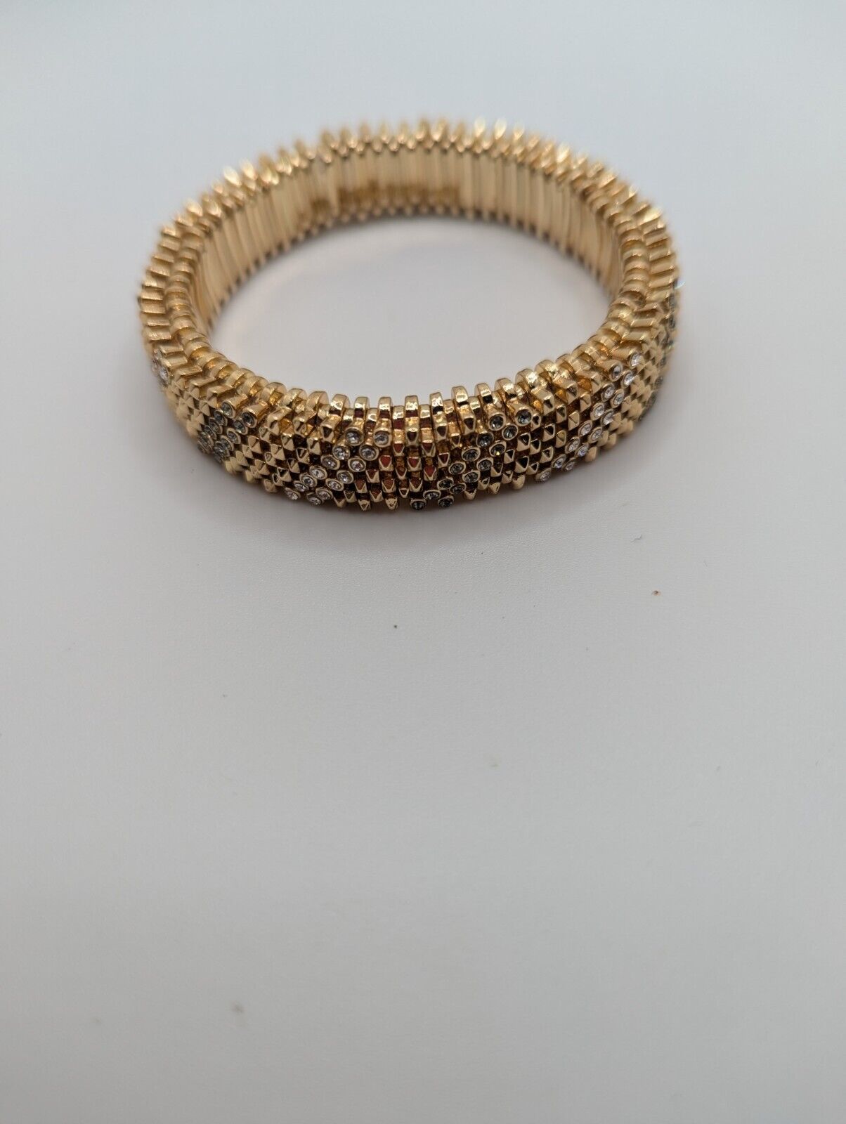 Bracelet Grey Clear Rhinestone Expansion Stretch Gold Tone