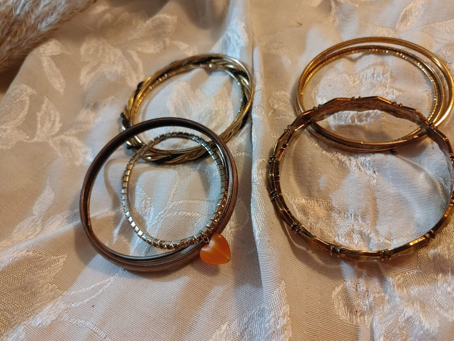 Vintage Metal Boho Bangle Bracelets Gold Tone Lot