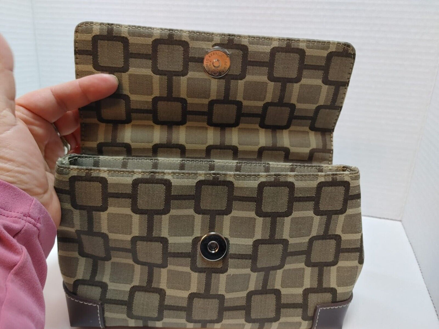 Vintage Nine West Shoulder Bag Geometric Pattern Beige Brown Medium/Small Purse