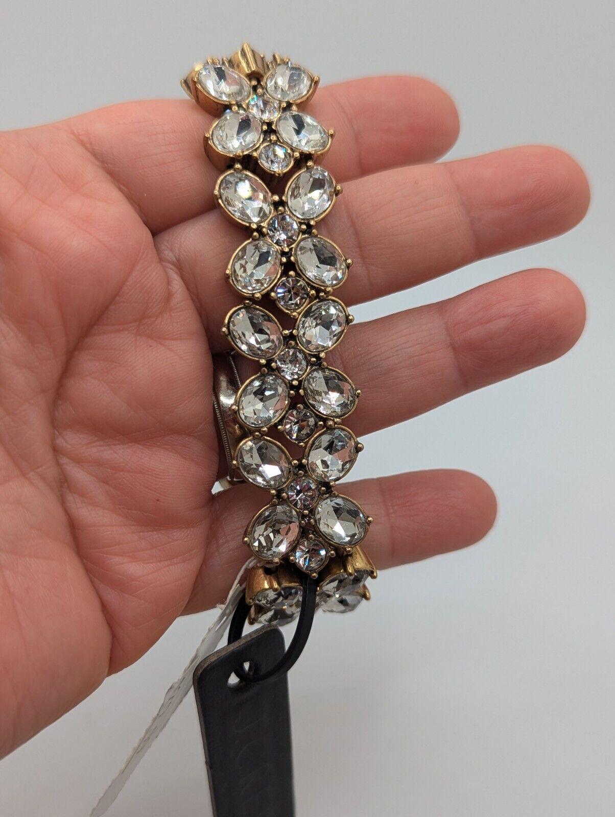 J. Crew Crystal Flowers Stretch Bracelet Gold Tone