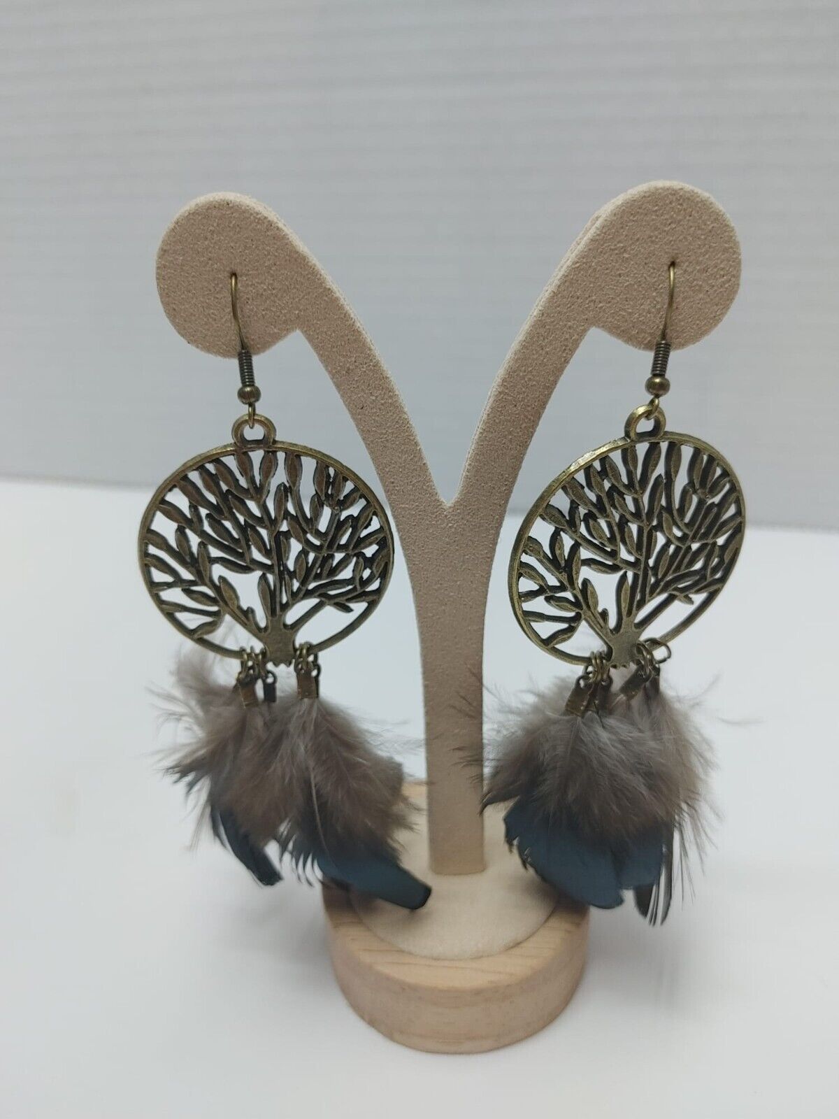 Feather Earrings Peacock Feathers Vintage Earrings Boho Statement Jewelry Retro