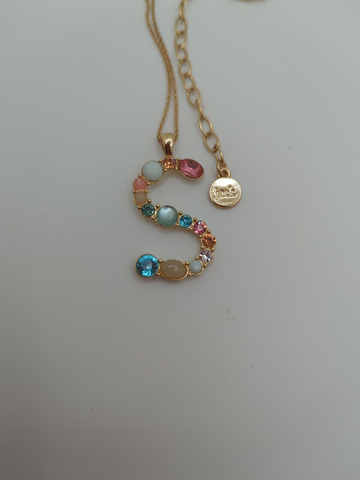 Bella Jack Rainbow Crystal Embellished Alphabet S Letter Necklace Adjustable