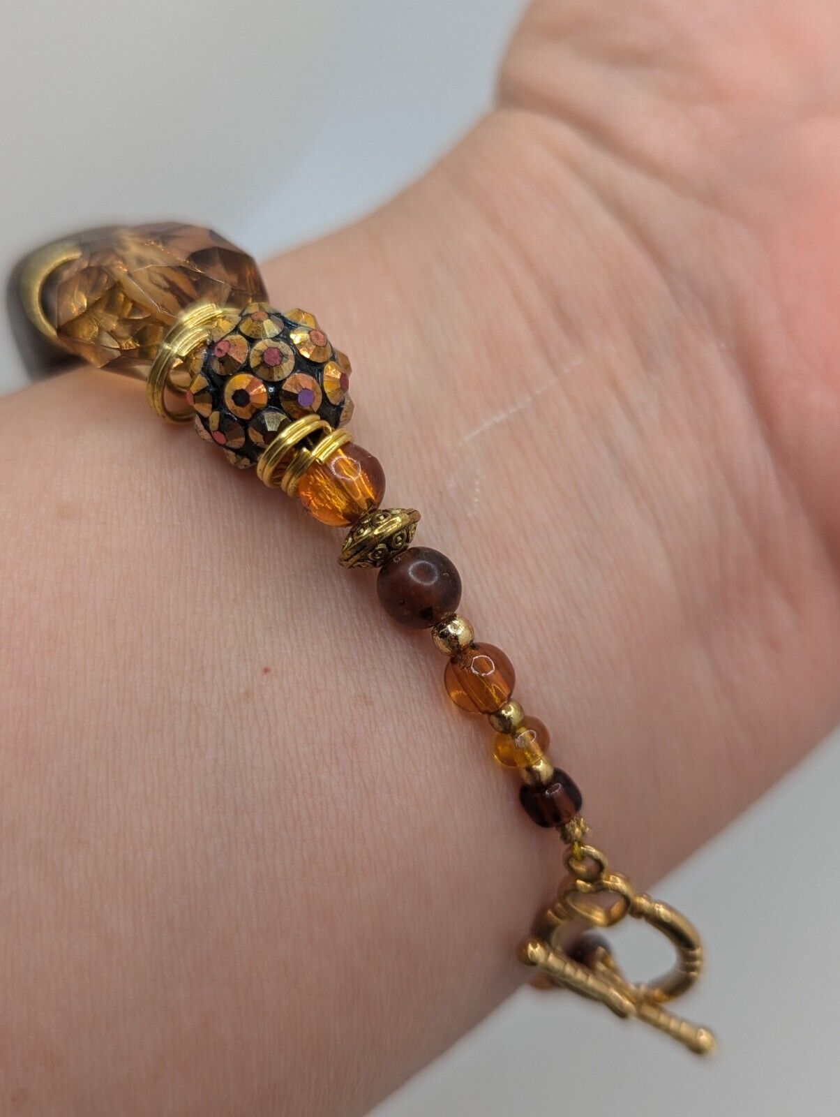 Art Glass Bracelet Drag Marble Swirl Facet Cut Beads 7