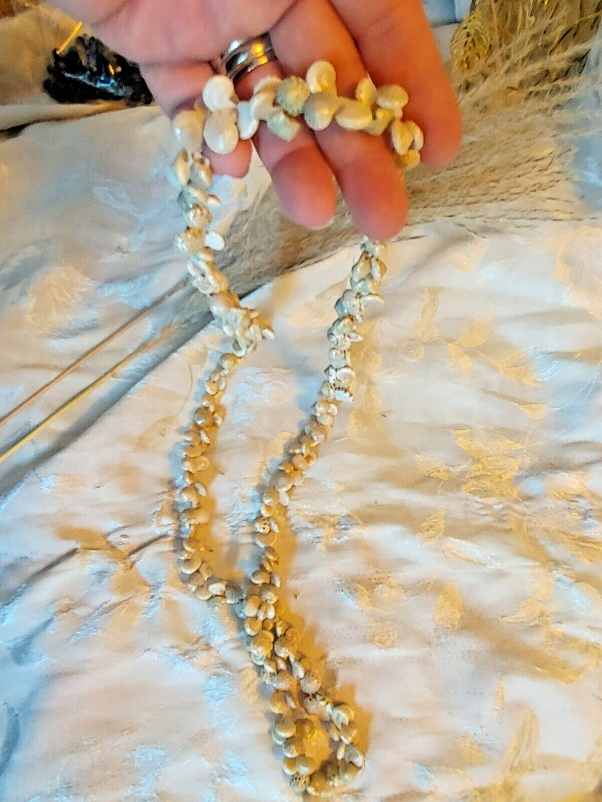 Long Hawaiian Shell Necklace Beach Jewelry Nautical Ocean 34"