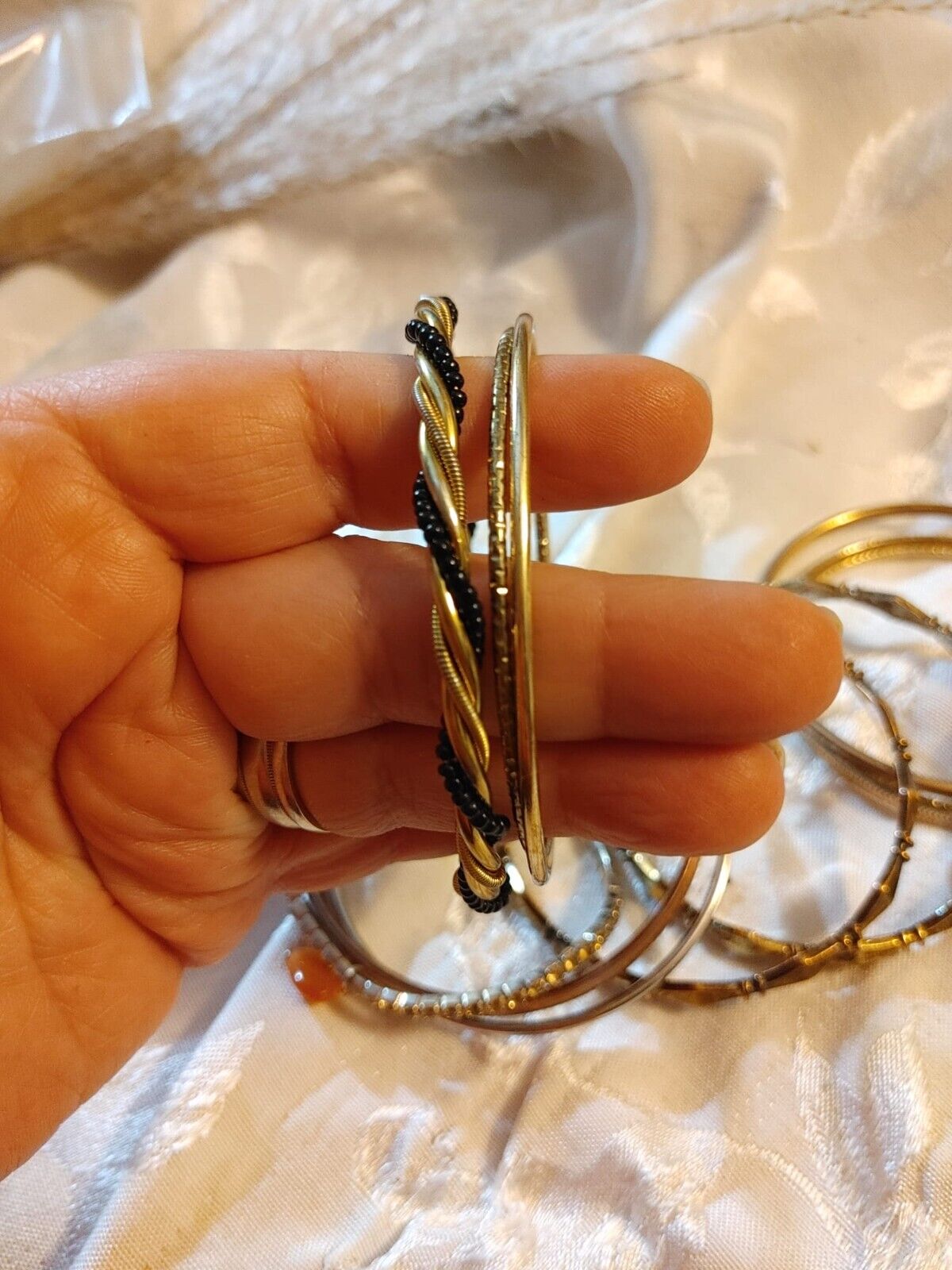 Vintage Metal Boho Bangle Bracelets Gold Tone Lot