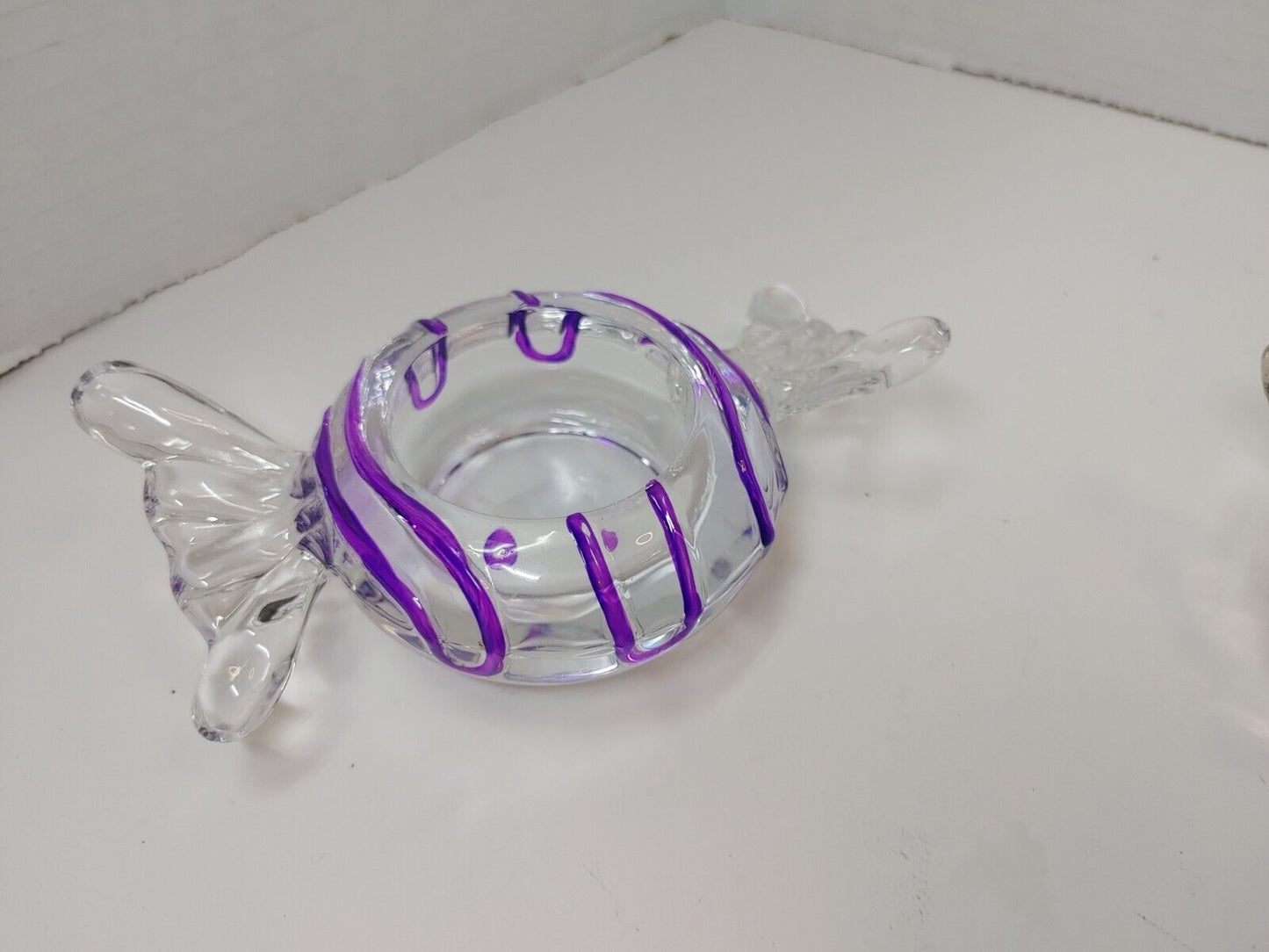 Candle Holders Set of 3 PartyLite Jollyville Glass Swirl Wrapped Candy Tea Light