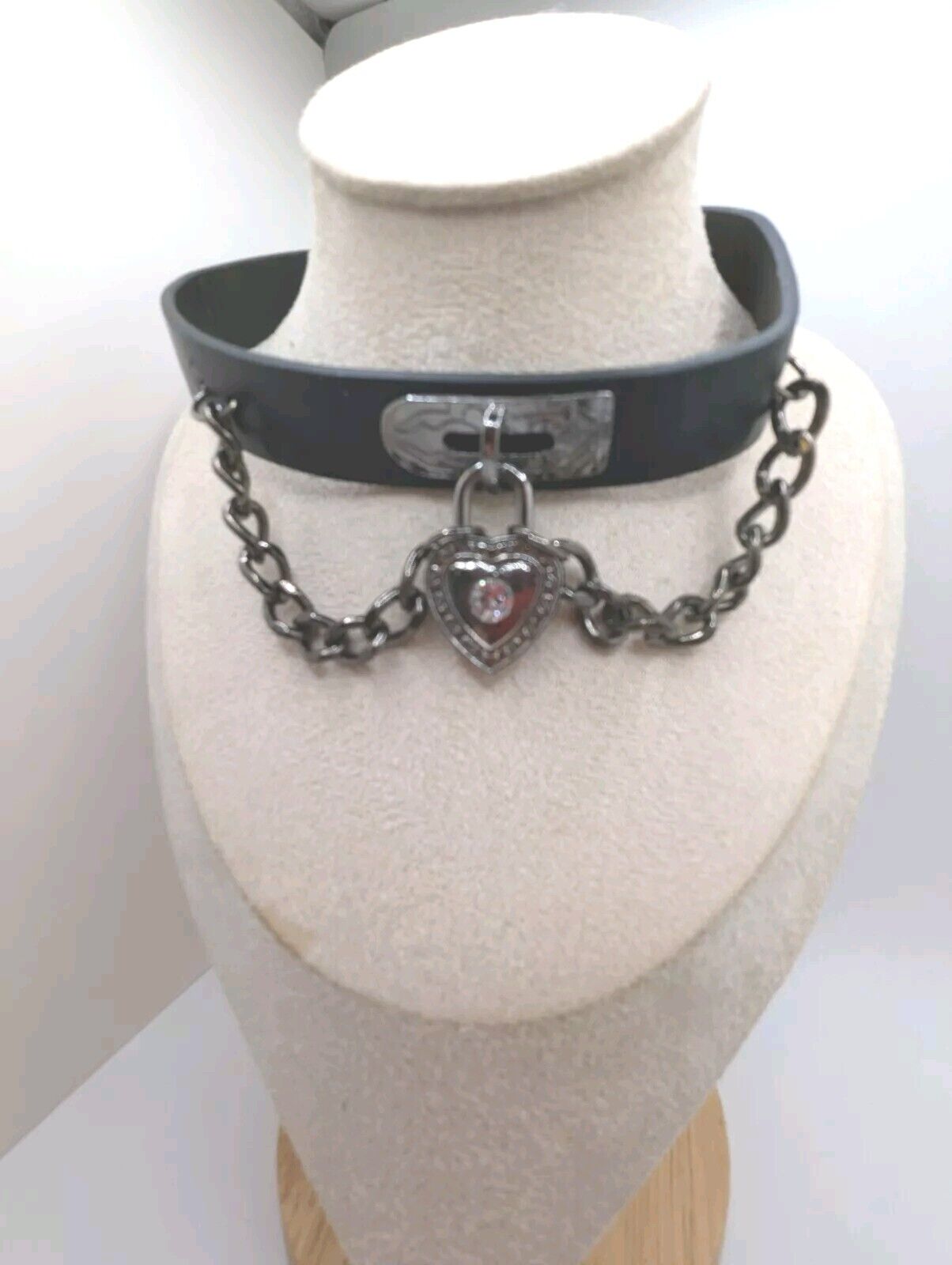 Women's Gothic Punk Bowknot Black PU Leather Choker Necklace Collar Pendant
