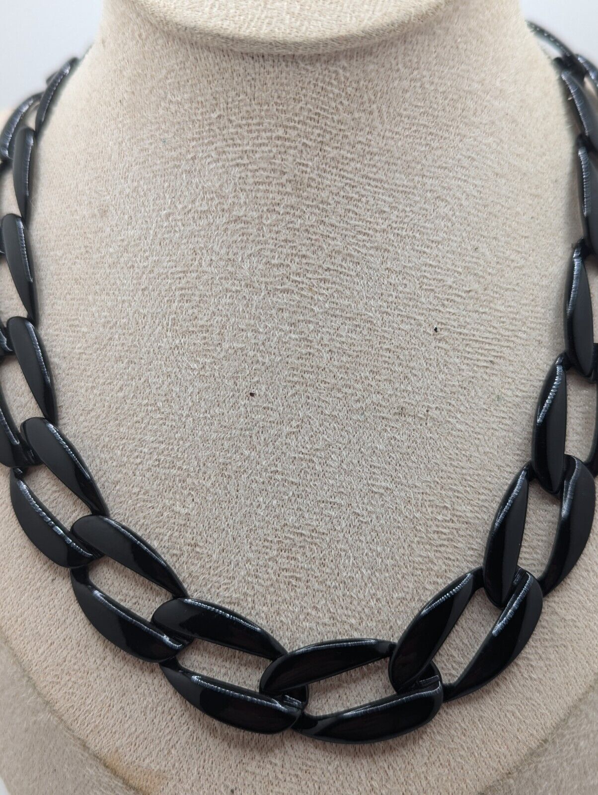 NAPIER 80’s 90’s VINTAGE Black ENAMEL Chunky Statement NECKLACE