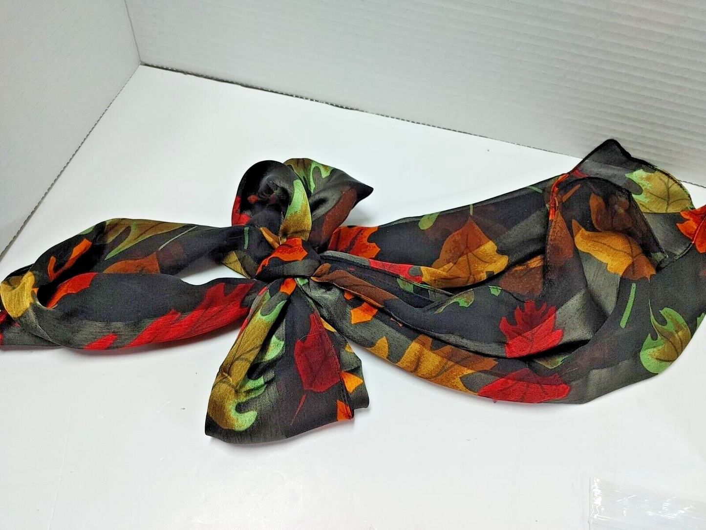 Silk Scarf & matching Red Acrylic Necklace Ladies Gift Set jewelry FALL STYLE