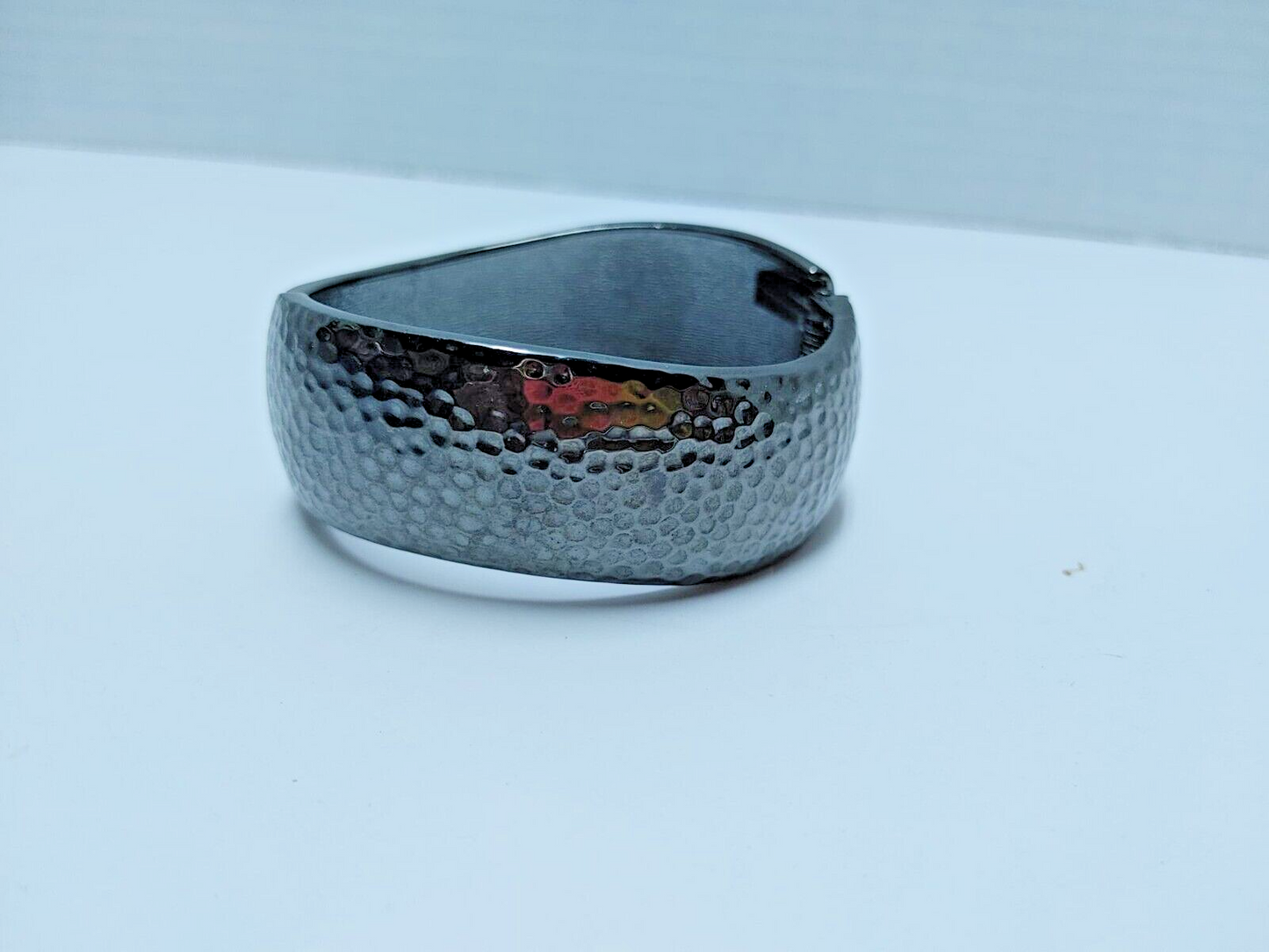 Gun Metal Hammered Cuff Bracelet Open Wide Boho Retro WOMEN Jewelry