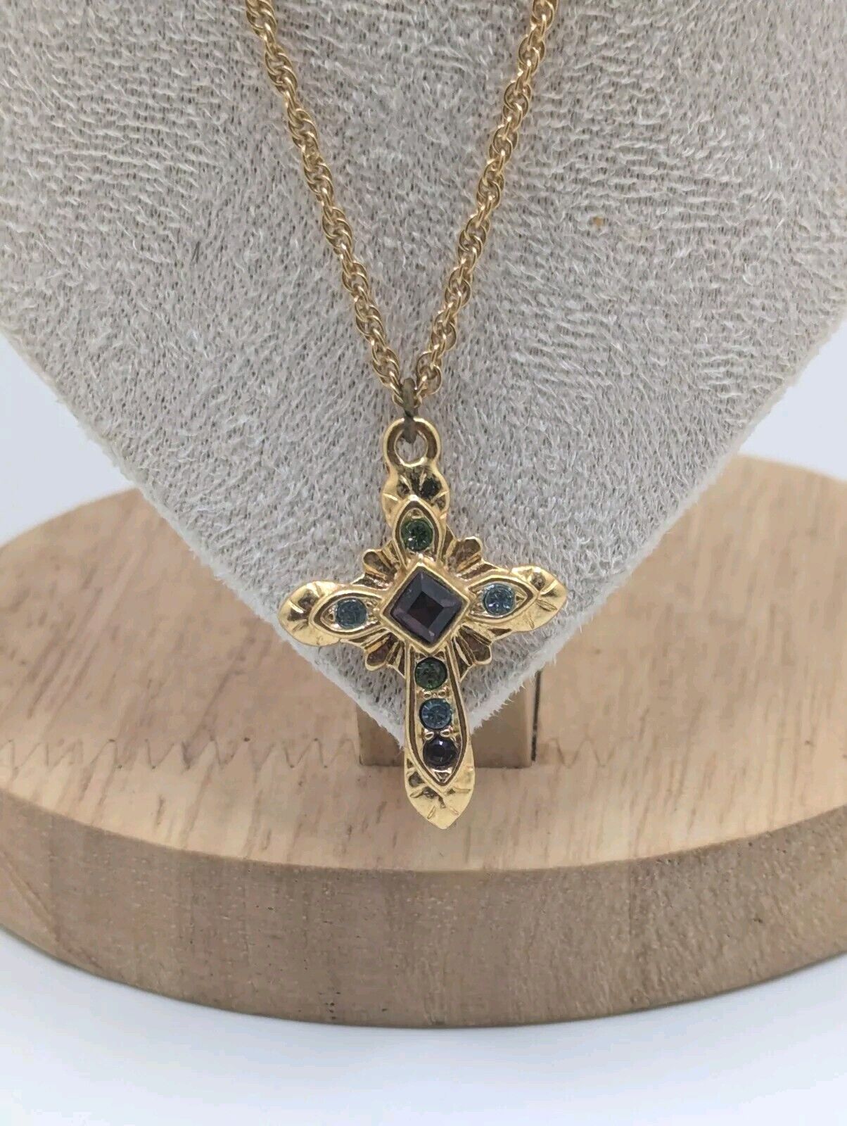 Dominique Premier Designs Necklace Gold-Tone Multi Gemmed Cross 18" Chain