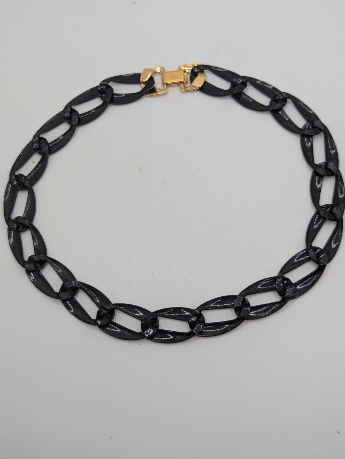 NAPIER 80’s 90’s VINTAGE Black ENAMEL Chunky Statement NECKLACE