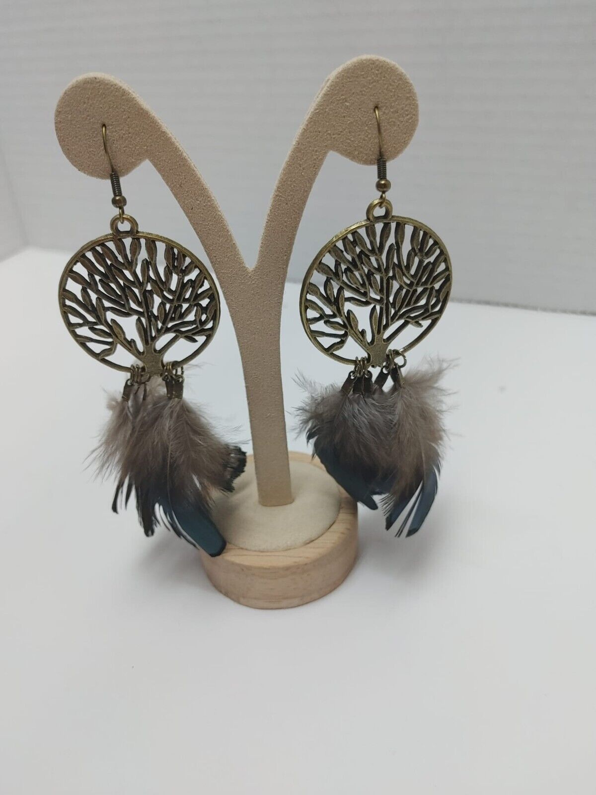 Feather Earrings Peacock Feathers Vintage Earrings Boho Statement Jewelry Retro