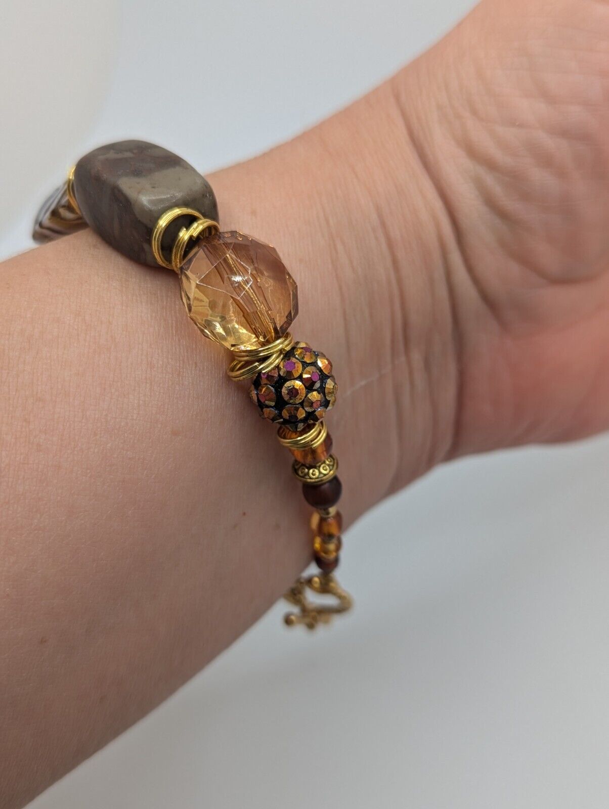 Art Glass Bracelet Drag Marble Swirl Facet Cut Beads 7