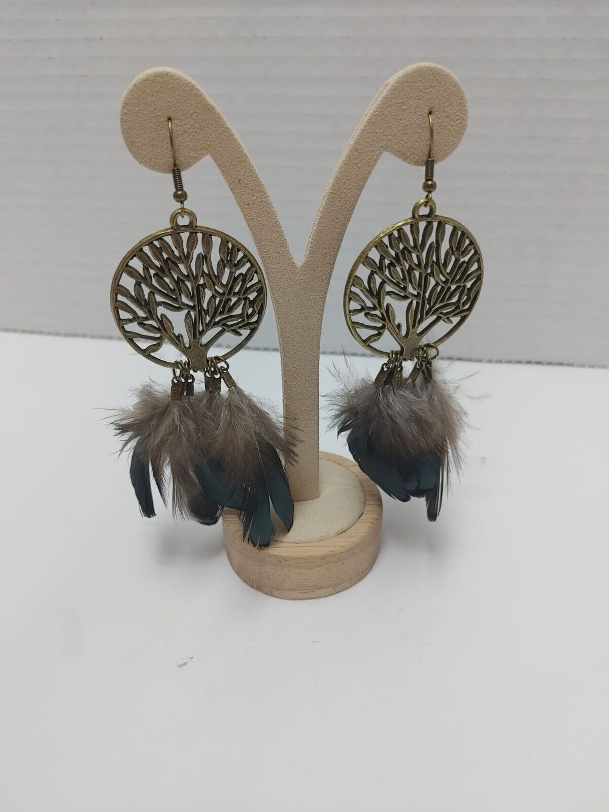 Feather Earrings Peacock Feathers Vintage Earrings Boho Statement Jewelry Retro