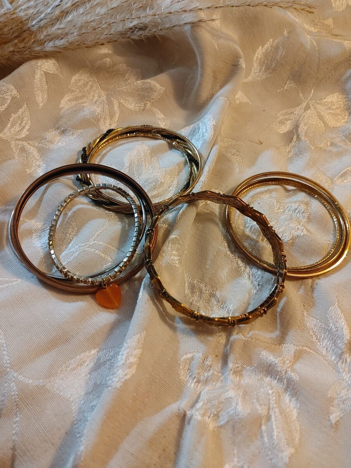Vintage Metal Boho Bangle Bracelets Gold Tone Lot