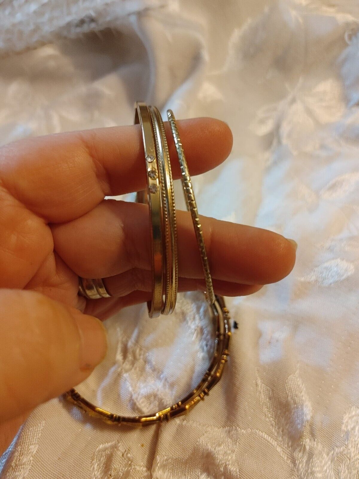 Vintage Metal Boho Bangle Bracelets Gold Tone Lot