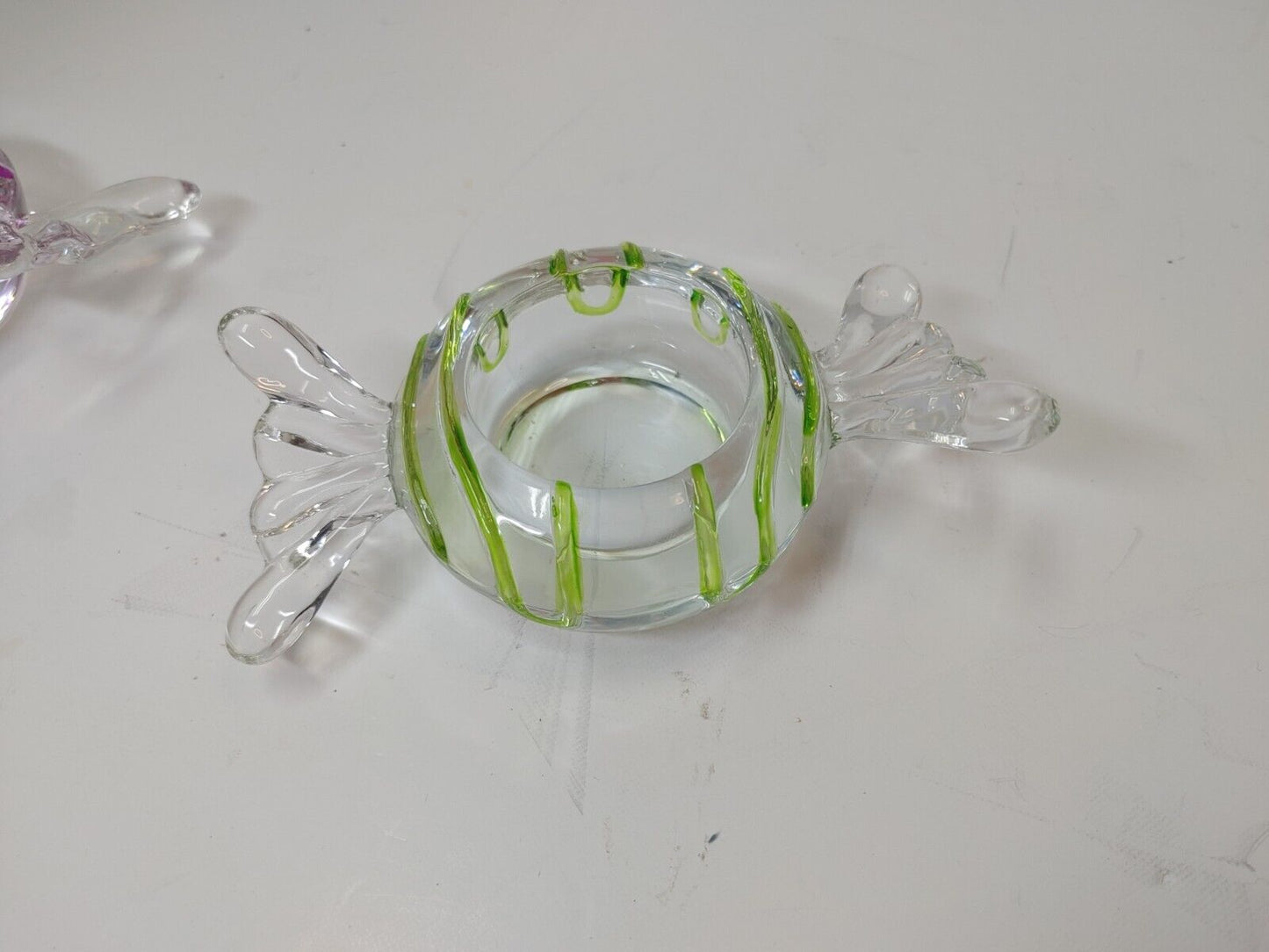 Candle Holders Set of 3 PartyLite Jollyville Glass Swirl Wrapped Candy Tea Light