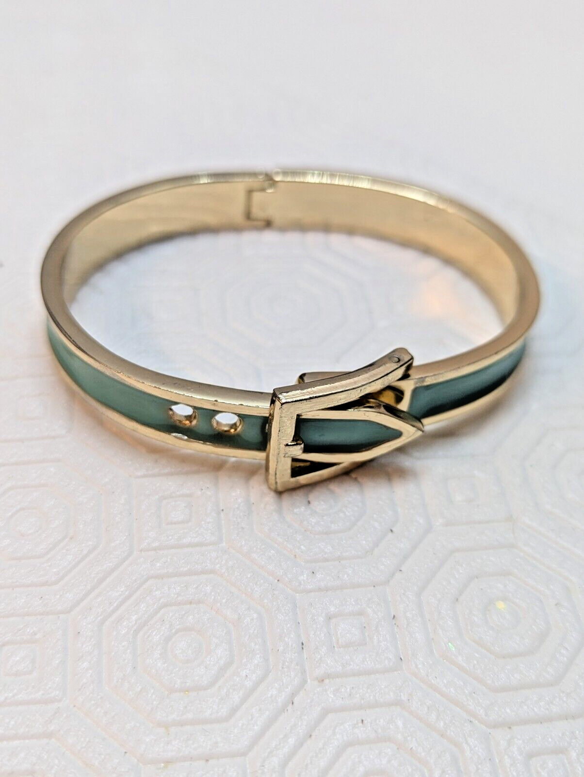 Women's Jewelry Teal Blue Belt Buckle Clasp Bangle Bracelet Adjustable