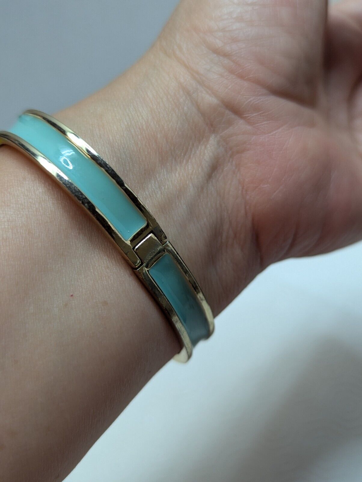 Women's Jewelry Teal Blue Belt Buckle Clasp Bangle Bracelet Adjustable
