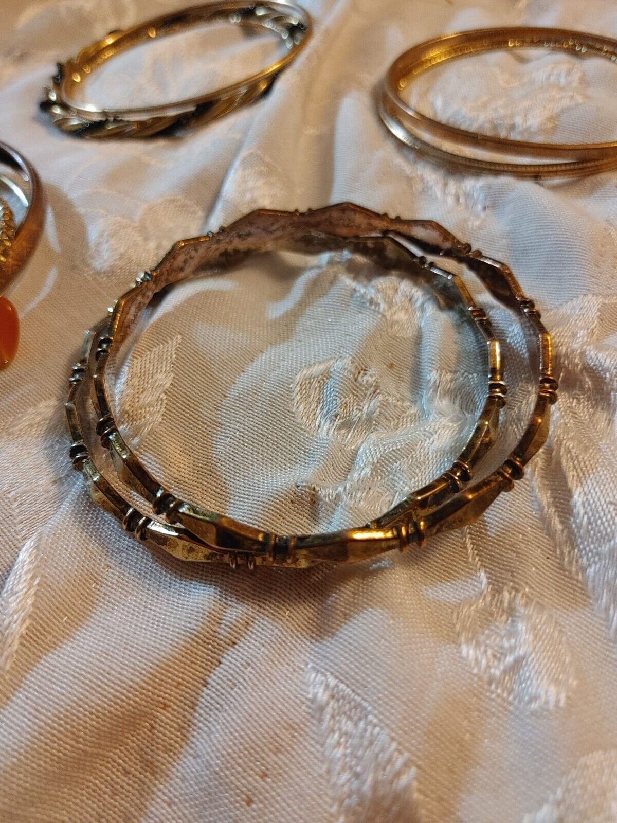Vintage Metal Boho Bangle Bracelets Gold Tone Lot