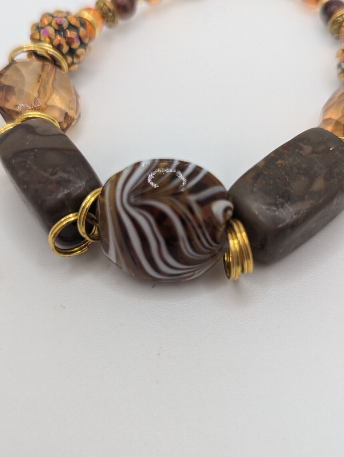 Art Glass Bracelet Drag Marble Swirl Facet Cut Beads 7