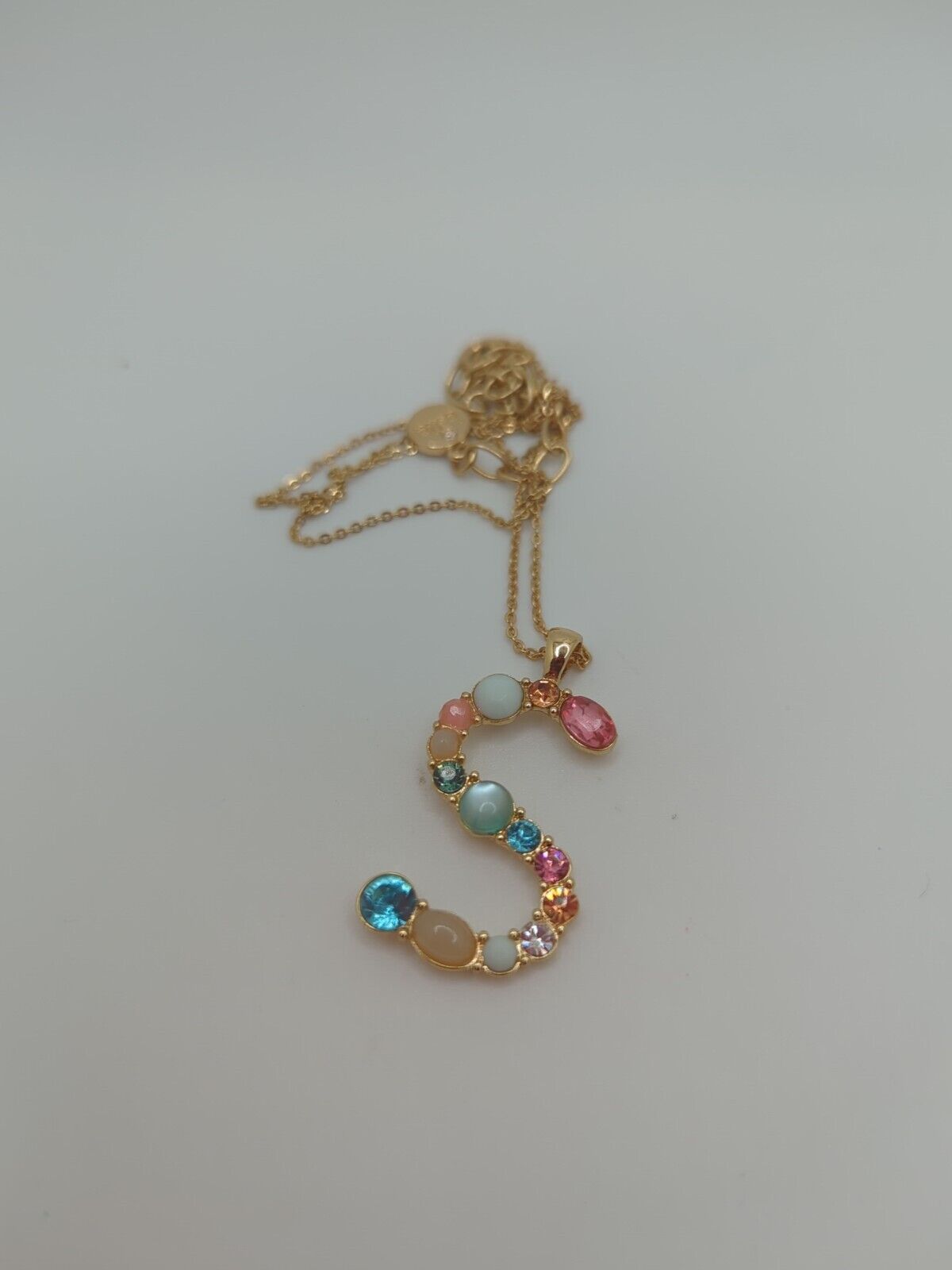 Bella Jack Rainbow Crystal Embellished Alphabet S Letter Necklace Adjustable