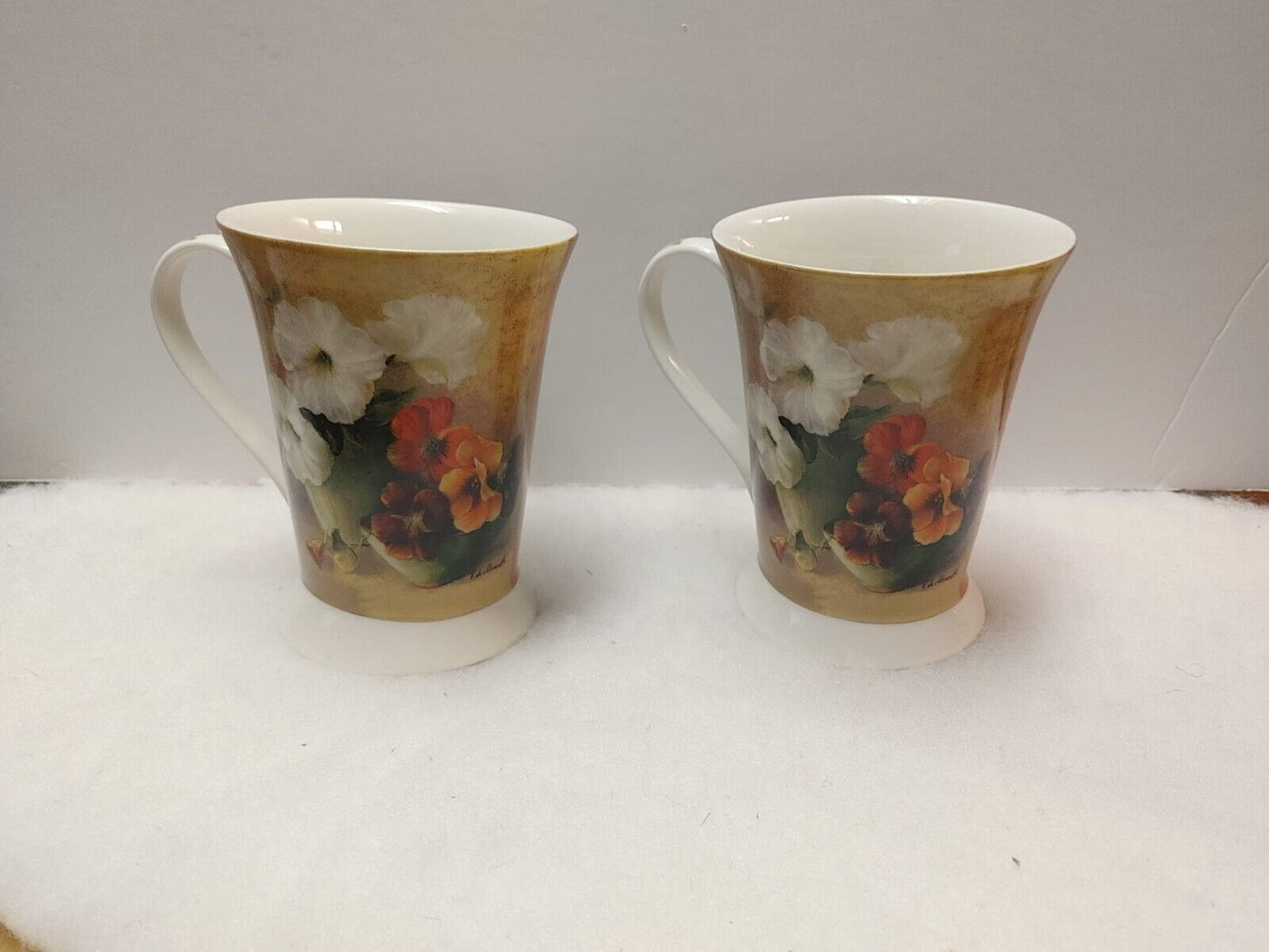 Set Pimpernel Antique Mugs 8124 Floral offering Large Mugs 4.75" Hight Set of 2