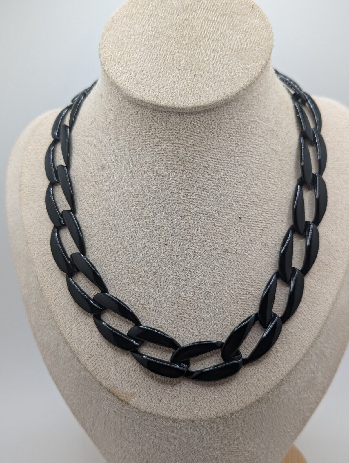 NAPIER 80’s 90’s VINTAGE Black ENAMEL Chunky Statement NECKLACE
