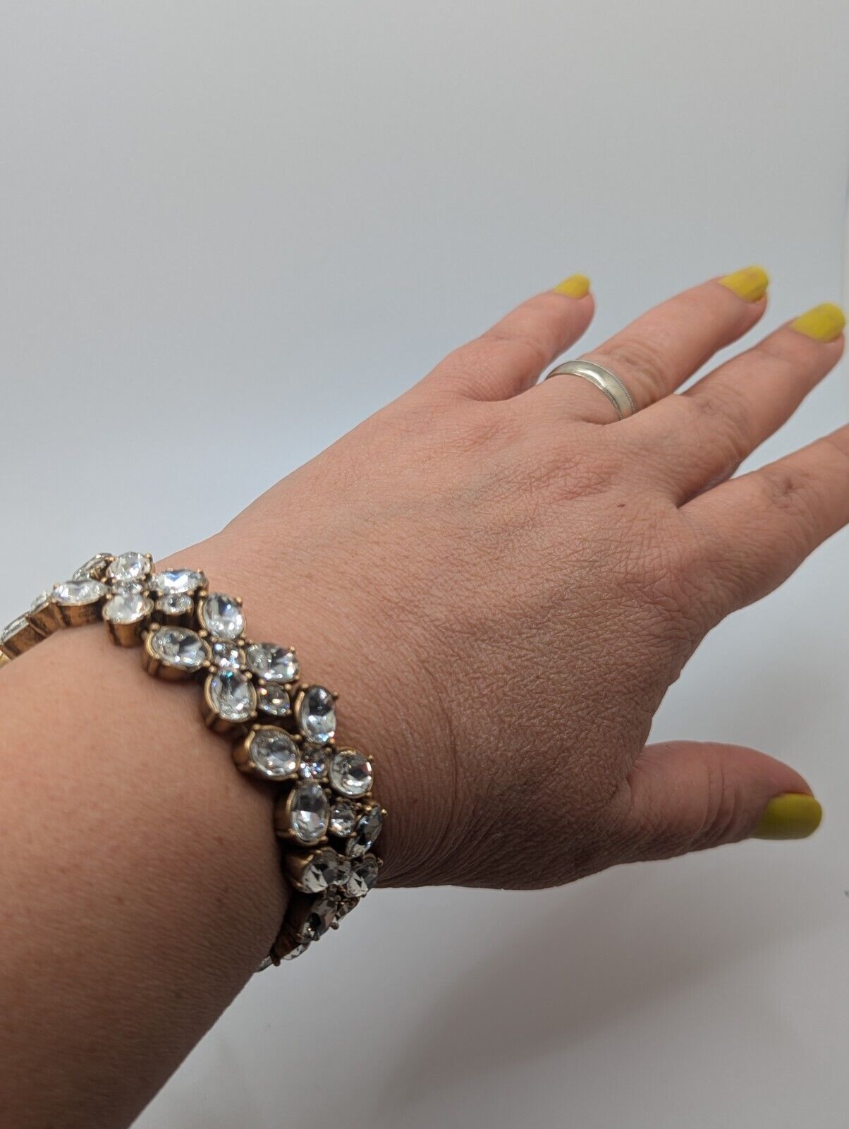 J. Crew Crystal Flowers Stretch Bracelet Gold Tone
