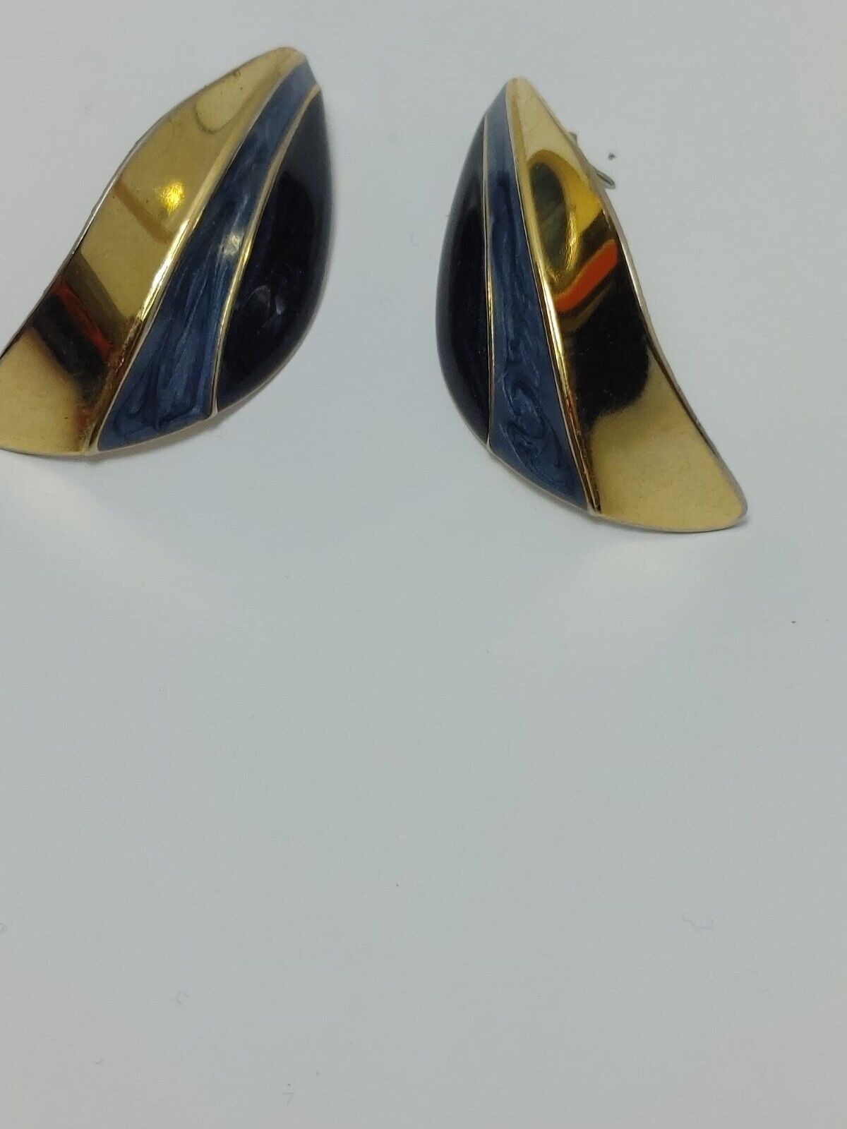 80's 90's Drop Pieces earrings Light Blue Gold Tone Women Jewerly Boho Style VTG
