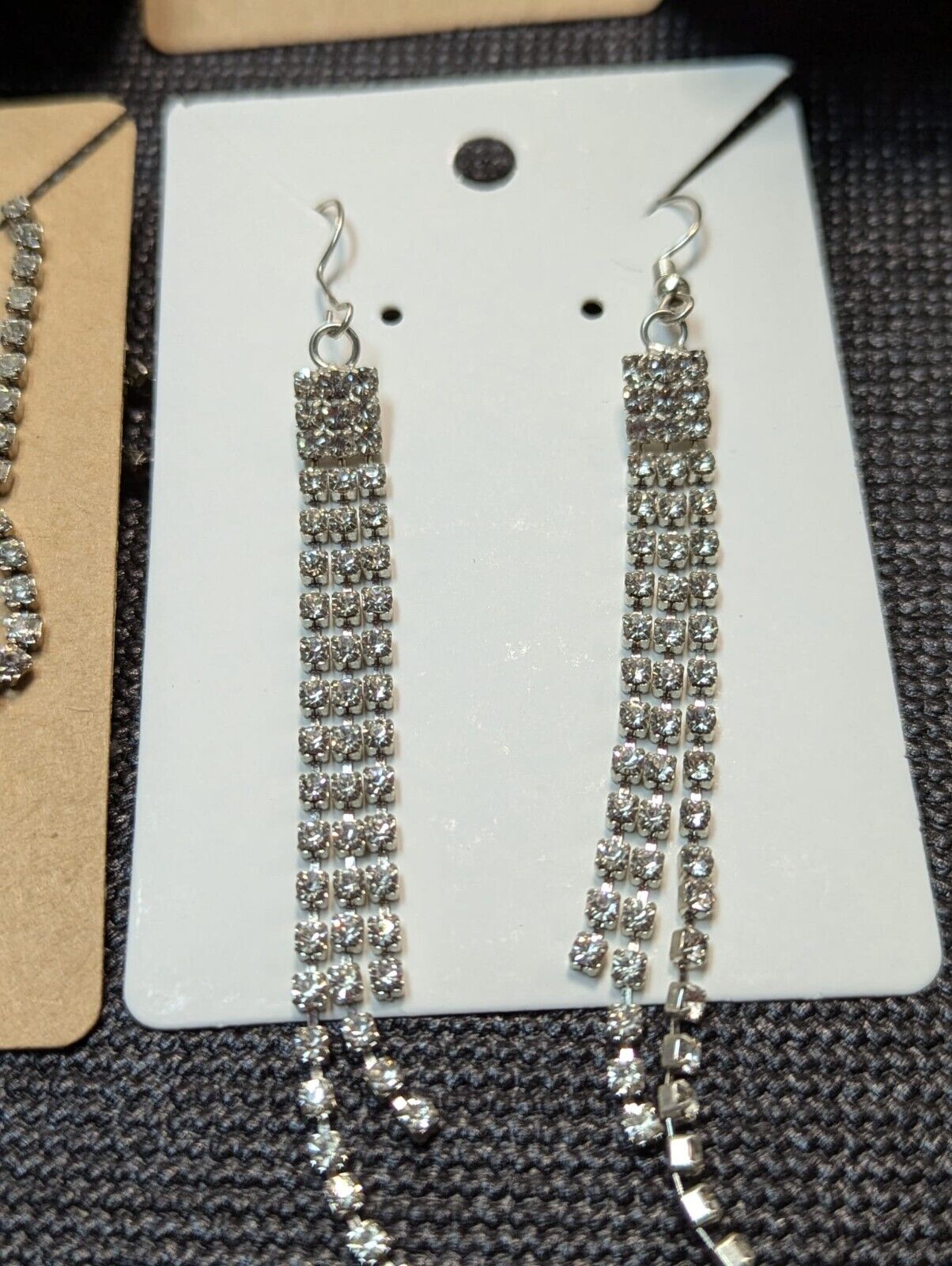 Jewelry Set Rhinestone Crystal Bracelet Earrings Multiple Strand