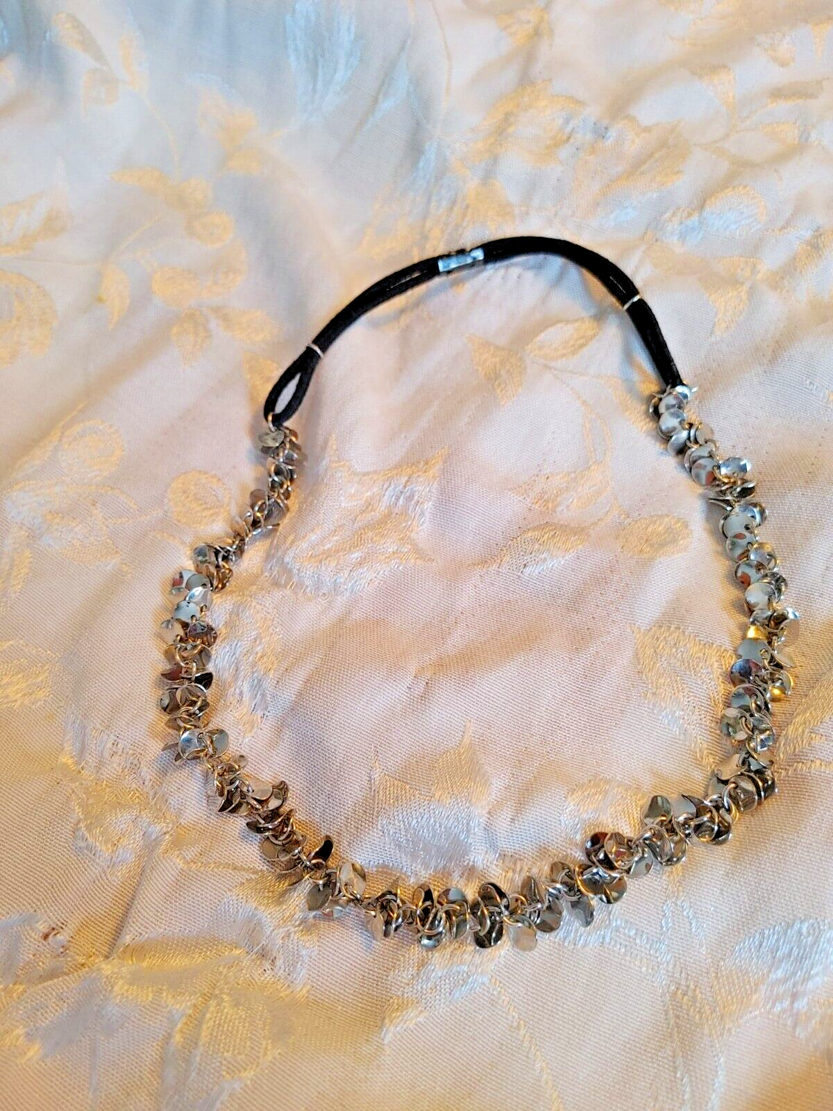 Retro Boho Wavy Metal MultiSilver Tone Shiny Disc Necklace Women Jewelry