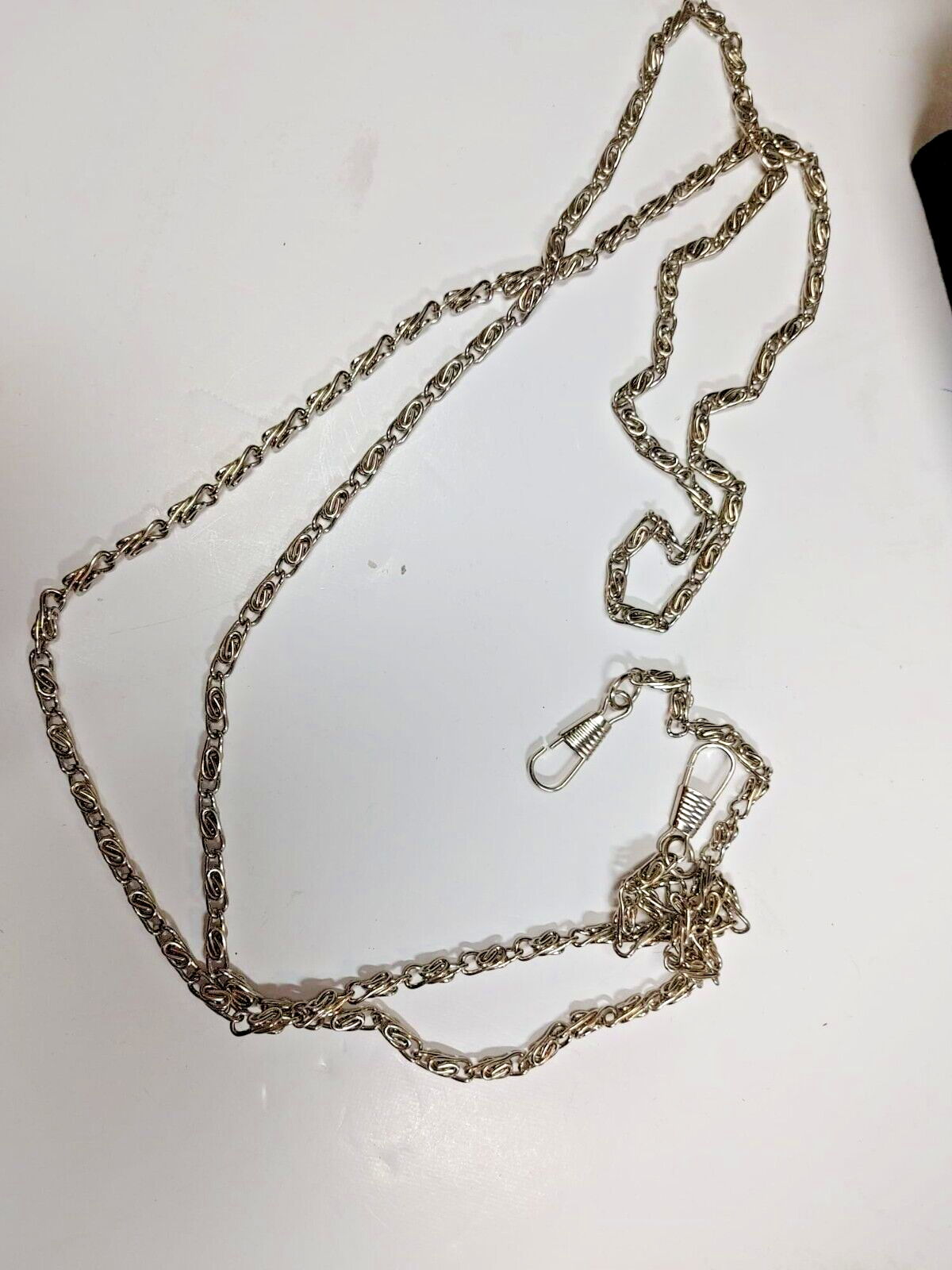 Vintage Pocket Watch Chain Extra Long 48" Silvertone stainless steel