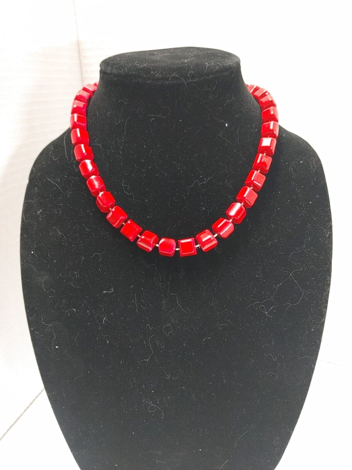 Silk Scarf & matching Red Acrylic Necklace Ladies Gift Set jewelry FALL STYLE