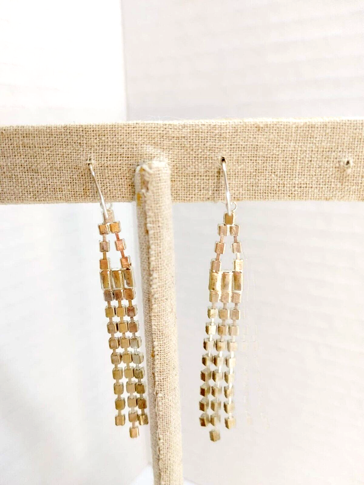 Vintage Estate Art Deco Drop Earrings Rhinestone Dangle Bridal silver Tone