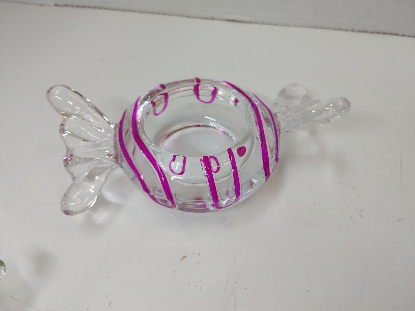 Candle Holders Set of 3 PartyLite Jollyville Glass Swirl Wrapped Candy Tea Light